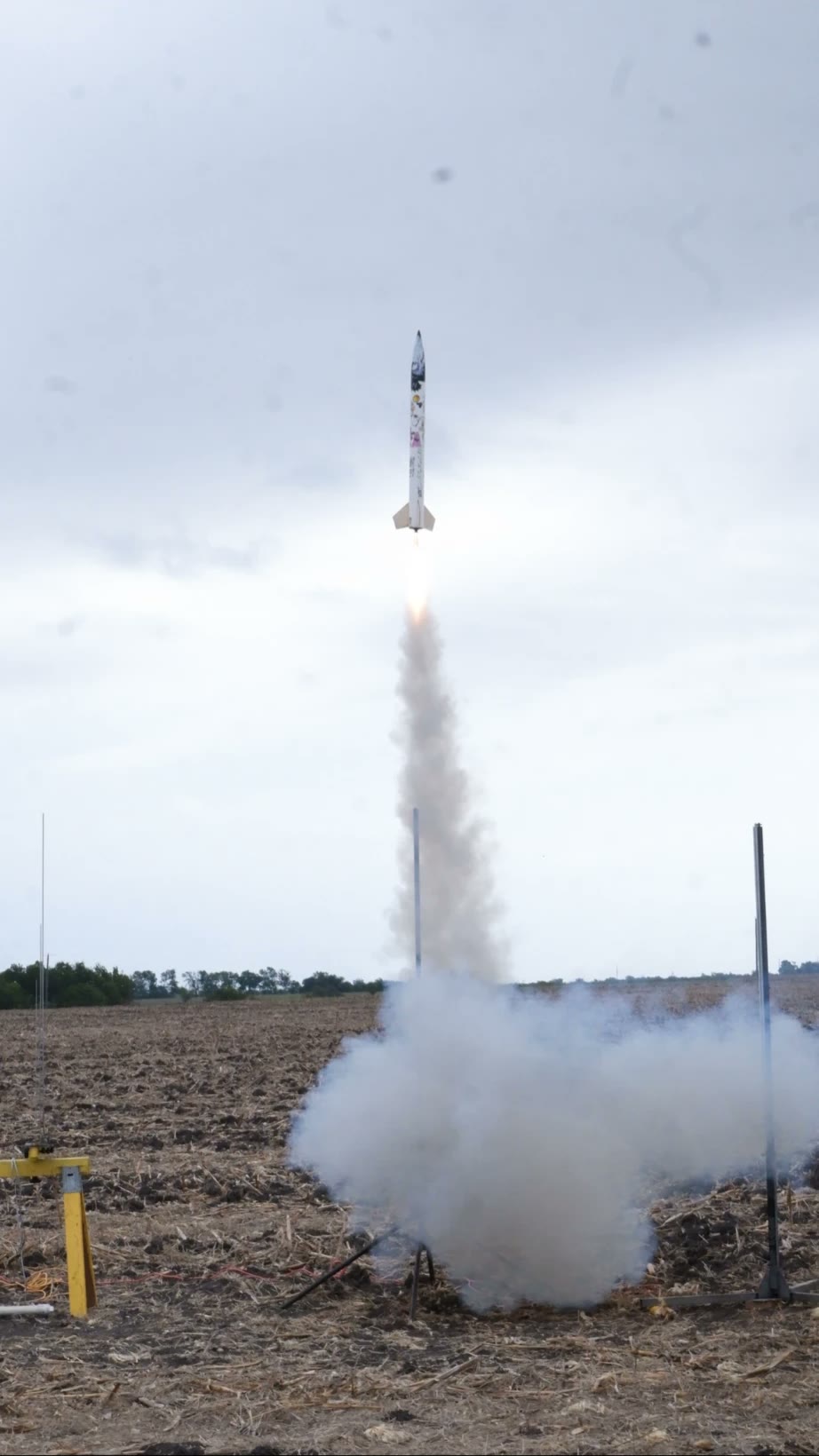 Noah’s rocket leaving the rail on a column of smoke